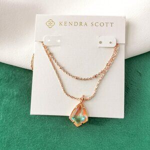 Kendra Scott Rose Gold Multi Strand Necklace - Cory Blush Dichroic Glass $68 New